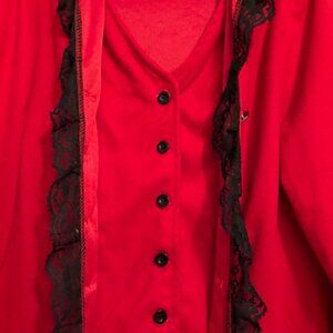 Red and Black Pirate Cosplay Ren Faire Halloween Coat - M